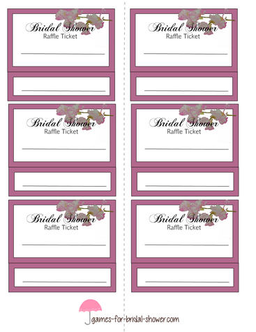 bridal shower raffle tickets template printable