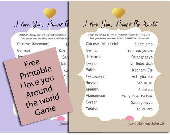 Free printable I love you around the world game